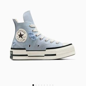 Converse High-Tops in Sky Blue with Floral Details